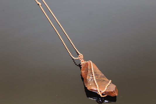 Mahogany Obsidian Crystal Pendant Hand Wrapped in Copper