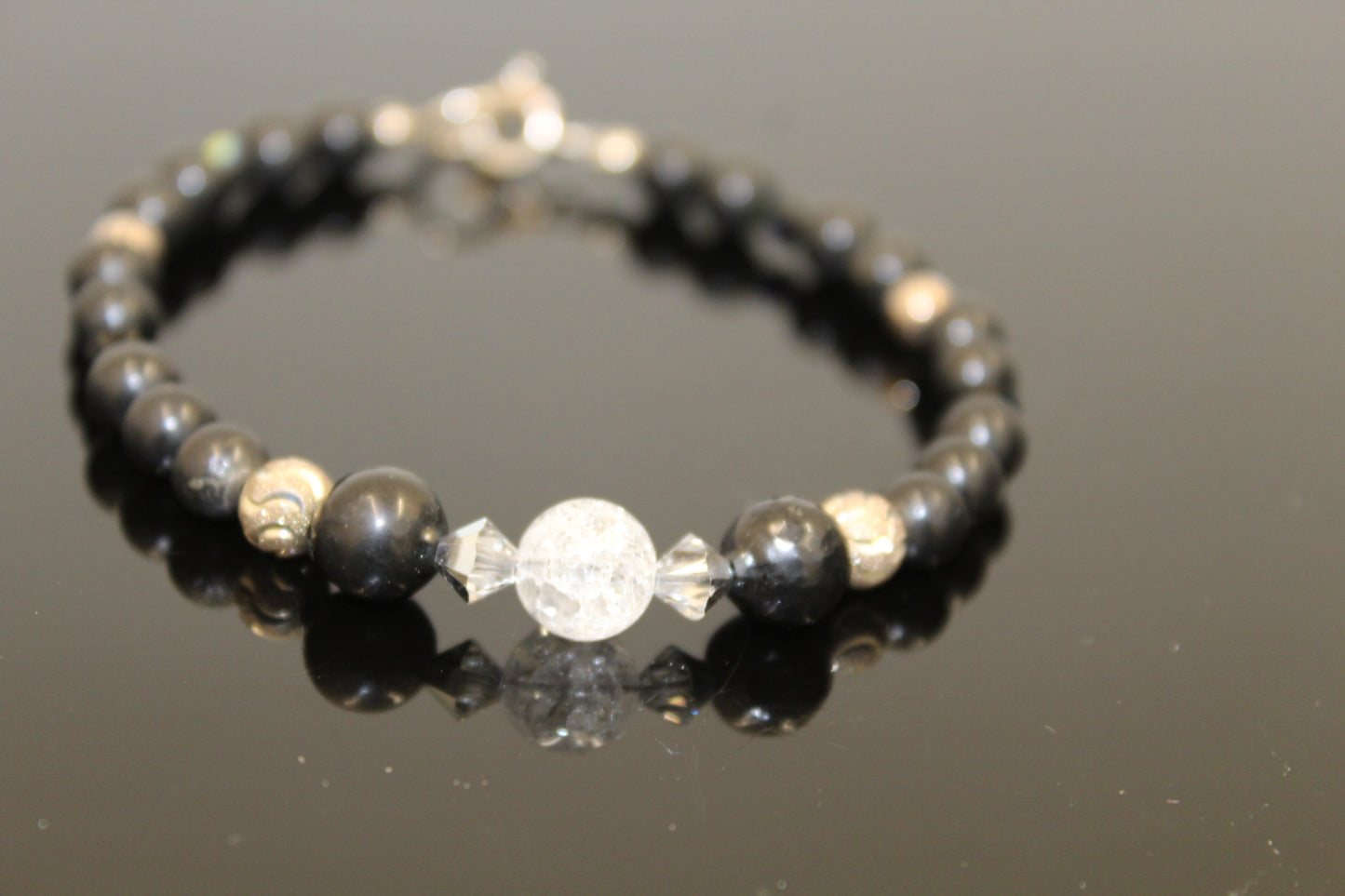 Shungite and Cracked Quartz Bracelet