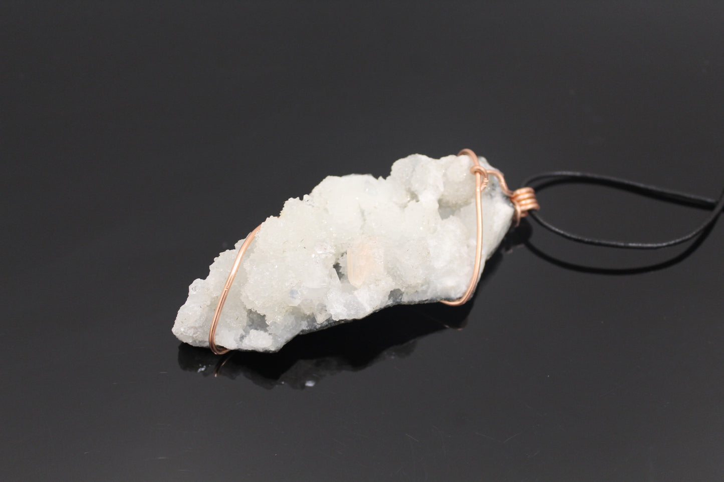 Apotholyite Crystal Pendant Hand Wrapped in Pure Copper