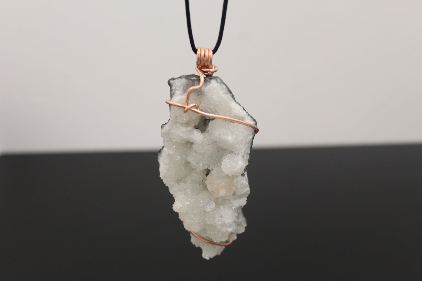 Apotholyite Crystal Pendant Hand Wrapped in Pure Copper